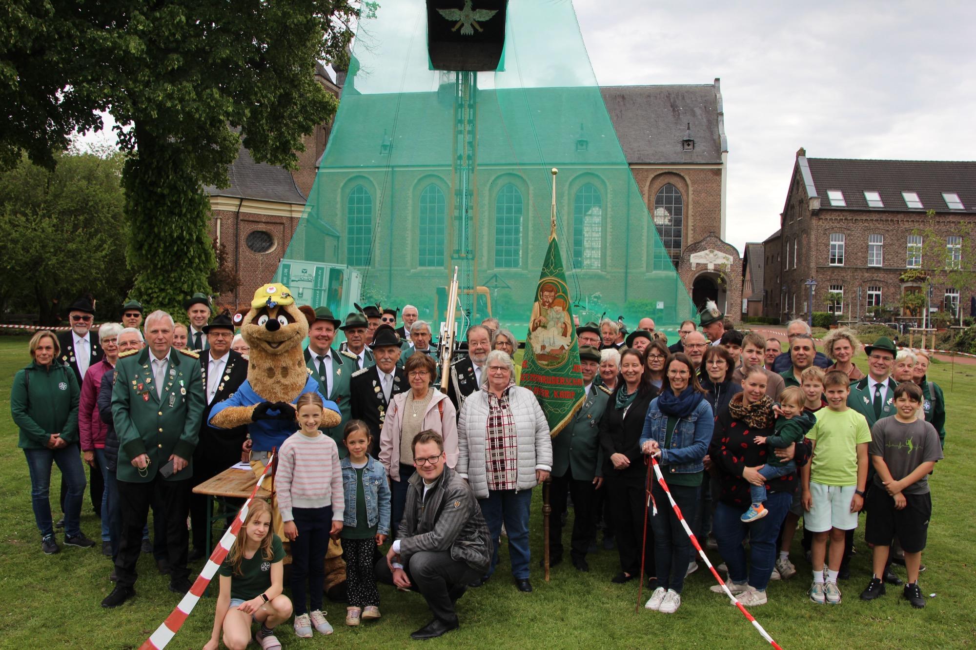 Gruppenbild Vogelschießen 2026 auf dem Abteiplatz Kamp-Lintfort