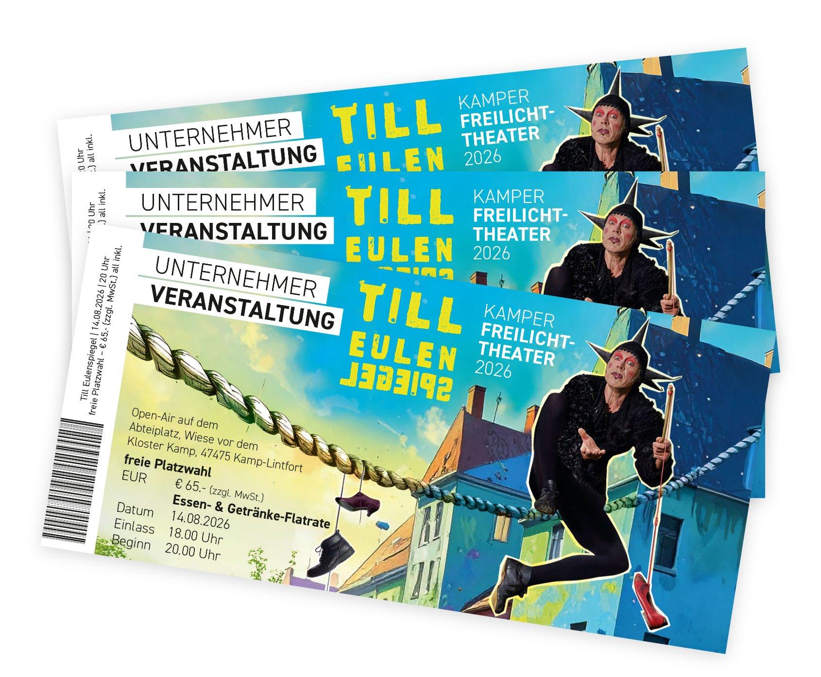 Eintrittskarten der Unternehmer-Veranstaltung für das Kamper Freilichttheater 2026